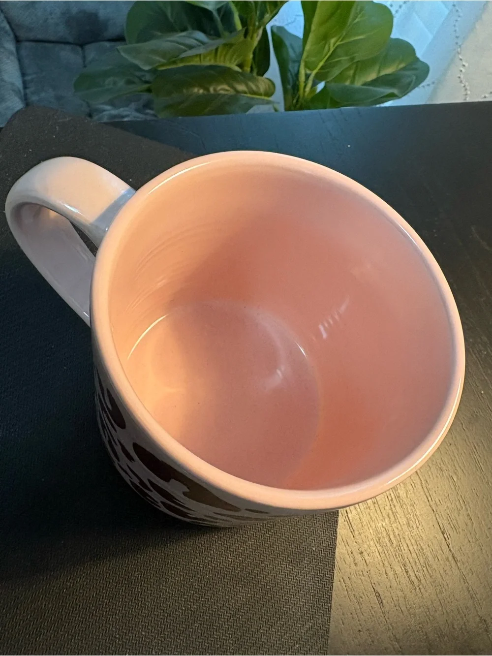 Market Square  New pink pearlescent finish w/ brown animal leopard mug 16 ounces